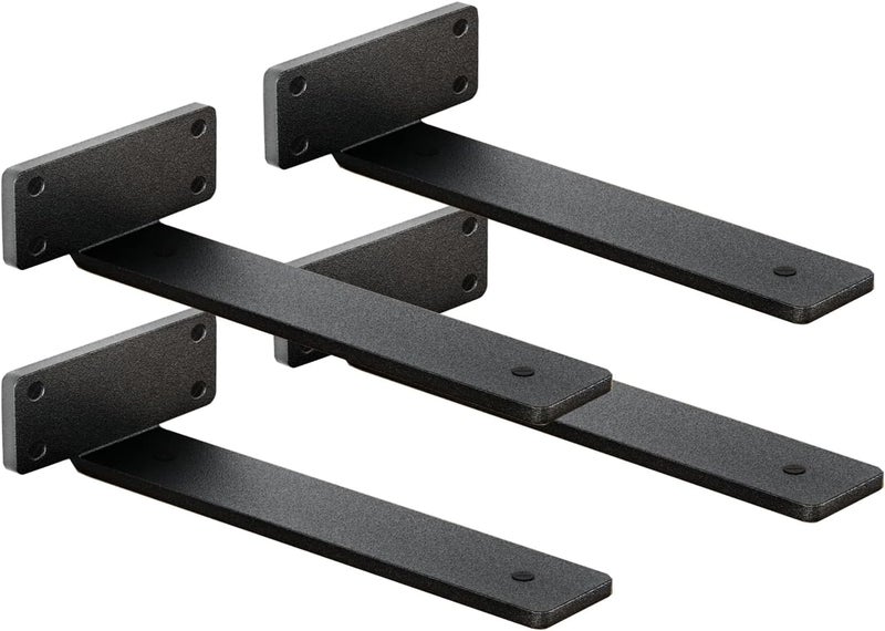 WINKER 4 Pack Shelf Brackets 14 Inch Floating Shelf Bracket 1/5 inch Thick Heavy Duty Hidden Shelf Brackets Iron Metal Brackets for Shelf Support with Screw Included - Image 1